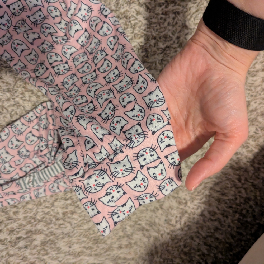 Cuddl Duds Pink and Gray Cats Super Soft Pajama Set - Picture 7 of 7